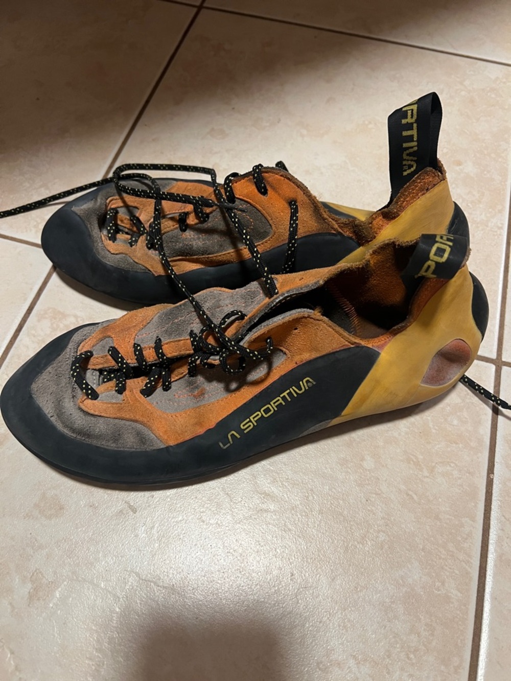 La Sportiva Men’s Orange and Yellow Climbing Shoes